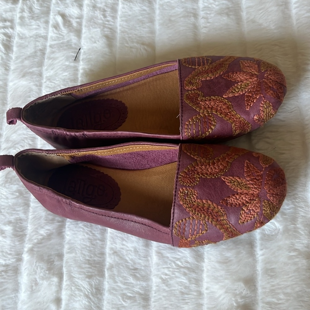 Anthropologie Latigo Embroidered Boho Leather Ballet Flats - Picture 8 of 8